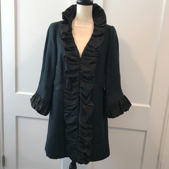 Nanette Lepore Vivaldi Coat -Shirred trim Bow Back - Picture 2 of 8
